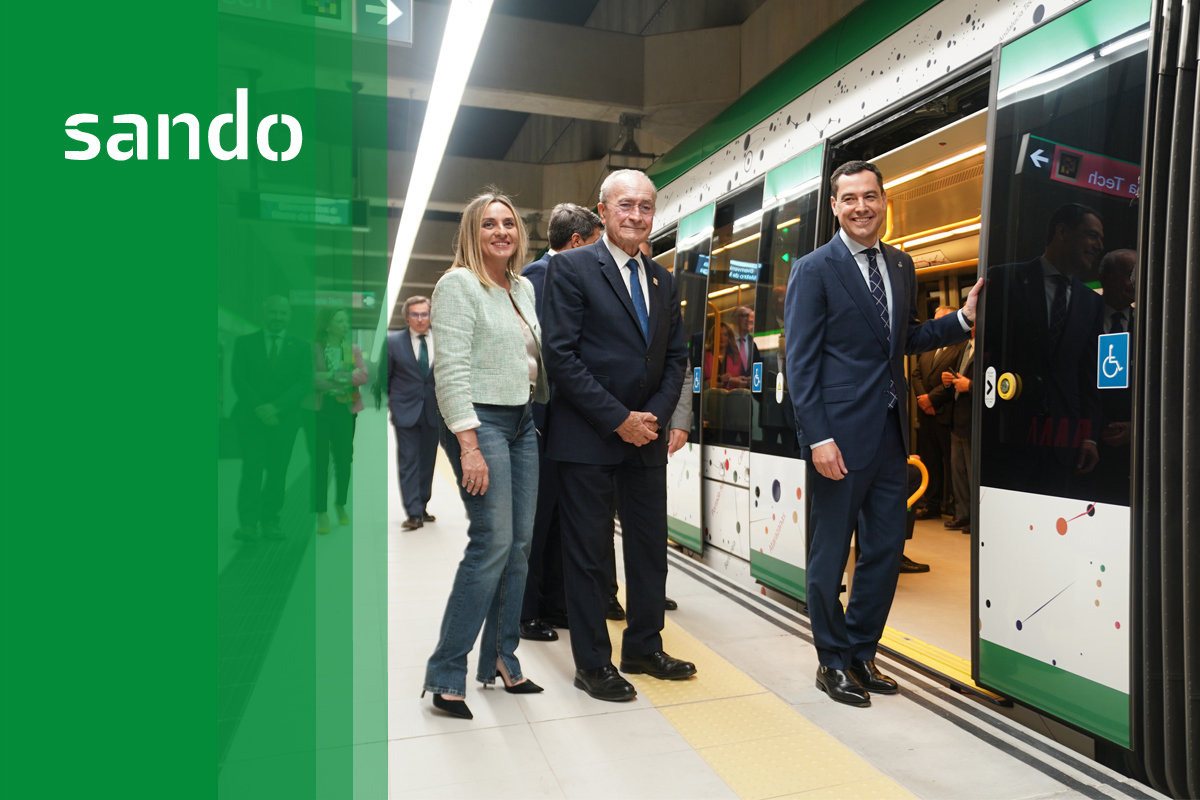 El presidente de la Junta de Andalucía, Juanma Moreno, ha inaugurado el tramo que permite la llegada del Metro de Málaga al centro histórico. Una infraestructura de obra civil ejecutada por Sando Construcción en UTE.
