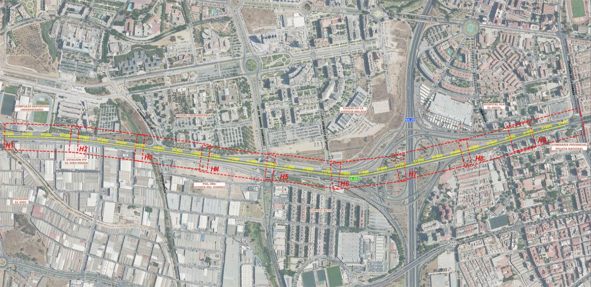 La Consejería de Fomento, Articulación del Territorio y Vivienda de la Junta de Andalucía ha adjudicado a Sando el proyecto y obra de la construcción y la ampliación de la A–357 para la inclusión de una plataforma reservada, el carril Bus-VAO en Málaga